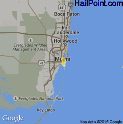 Hail Map for Miami, FL Region on May 9, 2012 