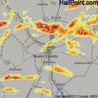 Hail Map for Laredo, TX Region on May 10, 2012 