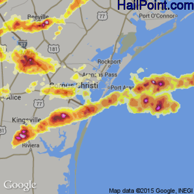 Hail Map for Corpus Christi, TX Region on May 10, 2012