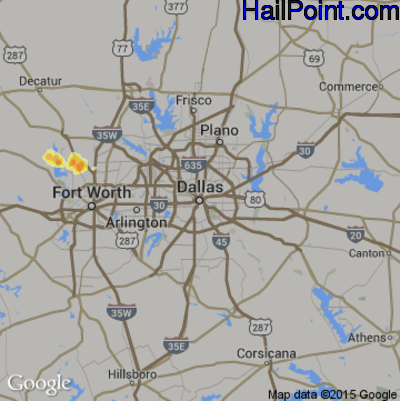 Hail Map for Dallas, TX Region on May 11, 2012 
