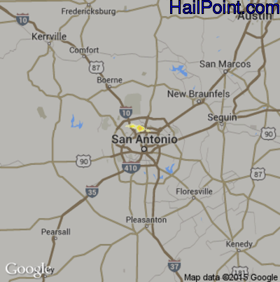 Hail Map for San Antonio, TX Region on May 12, 2012