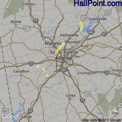 Hail Map for Atlanta, GA Region on May 17, 2012