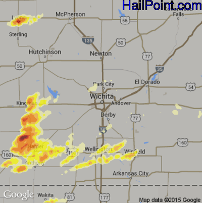Hail Map for Wichita, KS Region on May 19, 2012