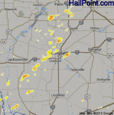 Hail Map for Springfield, IL Region on May 20, 2012