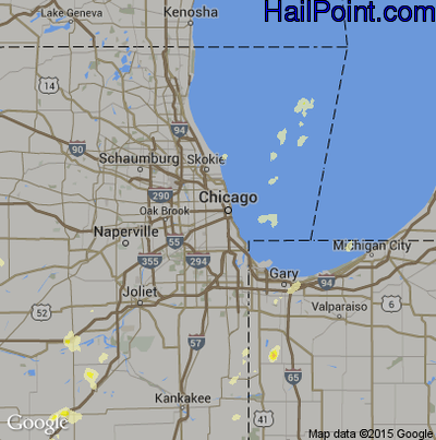 Hail Map for Chicago, IL Region on May 20, 2012