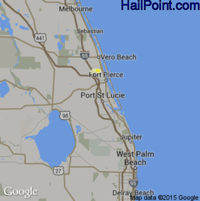 Hail Map for Port St. Lucie, FL Region on May 22, 2012