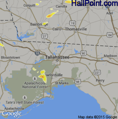 Hail Map for Tallahassee, FL Region on May 22, 2012