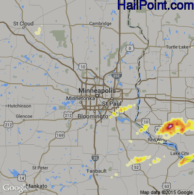 Hail Map for Minneapolis, MN Region on May 26, 2012