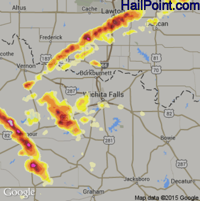 Hail Map for Wichita Falls, TX Region on May 28, 2012