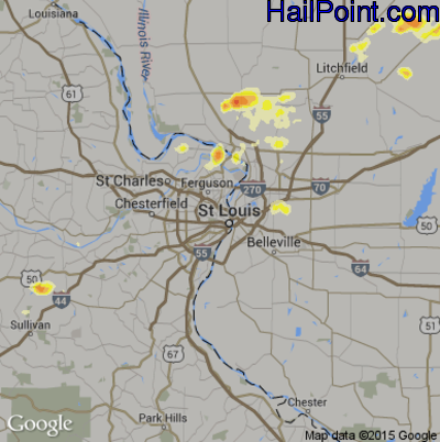 Hail Map for St. Louis, MO Region on May 29, 2012 