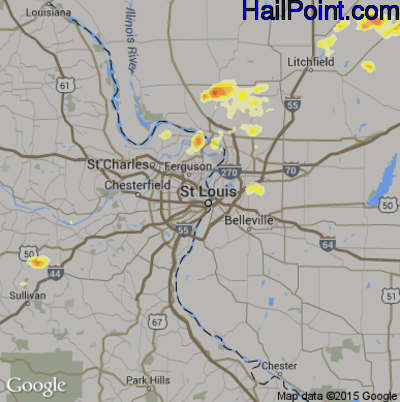 Hail Map for St. Louis, MO Region on May 29, 2012