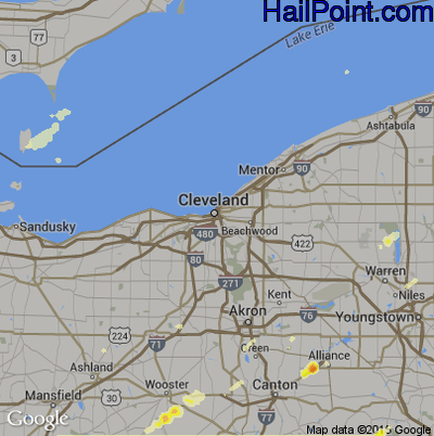 Hail Map for Cleveland, OH Region on May 29, 2012 