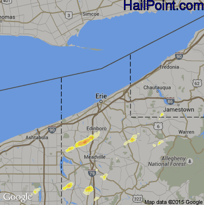Hail Map for Erie, PA Region on May 29, 2012