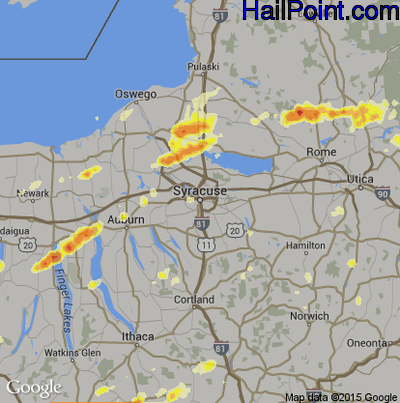 Hail Map for Syracuse, NY Region on May 29, 2012