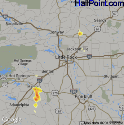 Hail Map for Little Rock, AR Region on May 29, 2012