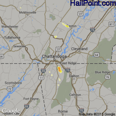 Hail Map for Chattanooga, TN Region on May 29, 2012 