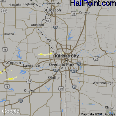 Hail Map for Kansas City, KS Region on May 30, 2012 