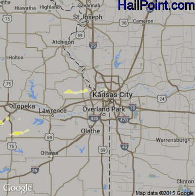 Hail Map for Kansas City, KS Region on May 30, 2012