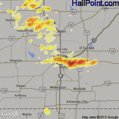 Hail Map for Wichita, KS Region on May 30, 2012