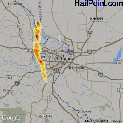 Hail Map for St. Louis, MO Region on June 4, 2012