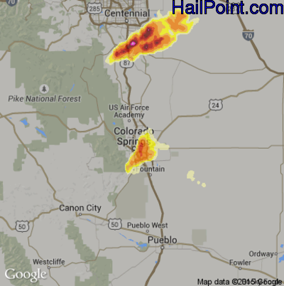 Hail Map for Colorado Springs, CO Region on June 6, 2012