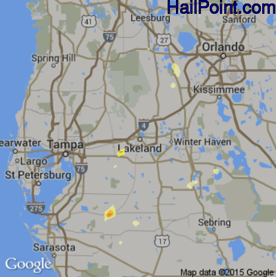 Hail Map for Lakeland, FL Region on June 10, 2012