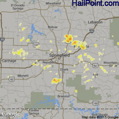 Hail Map for Springfield, MO Region on June 11, 2012 