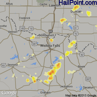 Hail Map for Wichita Falls, TX Region on June 12, 2012