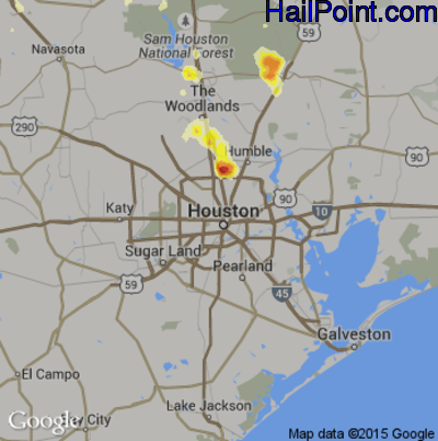 Hail Map for Houston, TX Region on June 12, 2012 