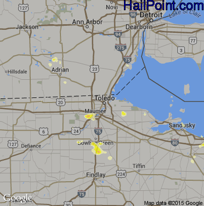 Hail Map for Toledo, OH Region on June 18, 2012