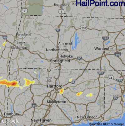 Hail Map for Springfield, MA Region on June 22, 2012
