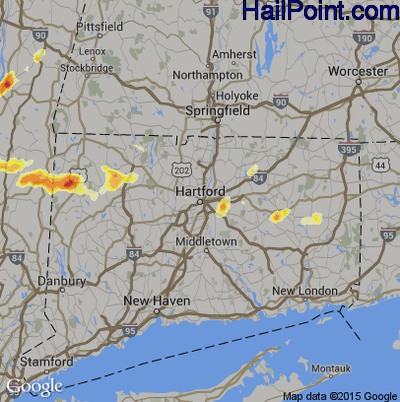 Hail Map for Hartford, CT Region on June 22, 2012 