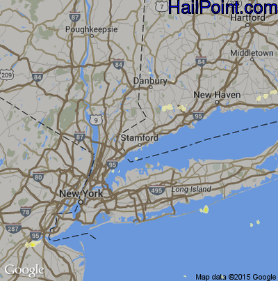 Hail Map for Stamford, CT Region on June 25, 2012