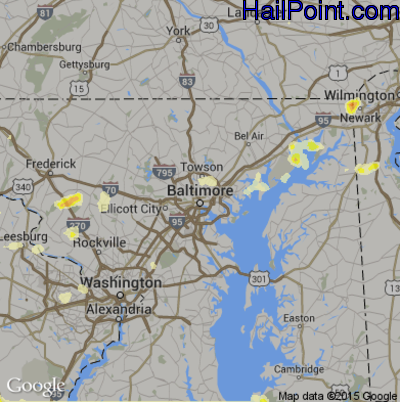 Hail Map for Baltimore, MD Region on June 30, 2012