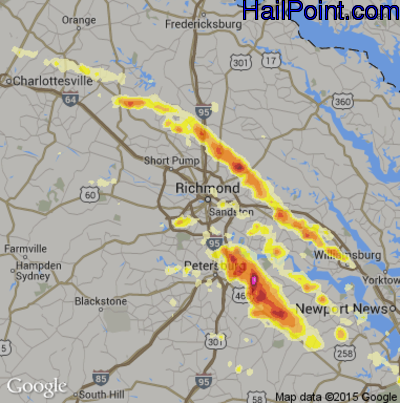 Hail Map for Richmond, VA Region on June 30, 2012