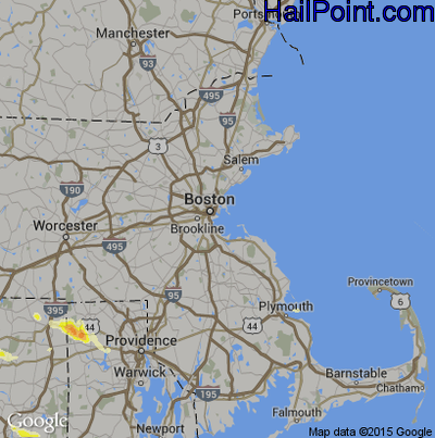 Hail Map for Boston, MA Region on July 1, 2012 