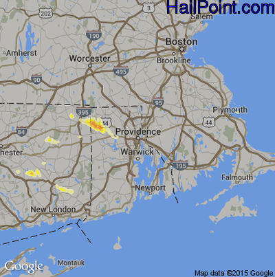 Hail Map for Providence, RI Region on July 1, 2012