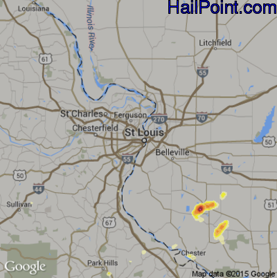 Hail Map for St. Louis, MO Region on July 1, 2012