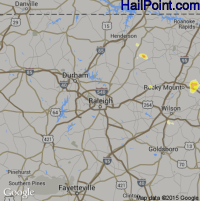 Hail Map for Raleigh, NC Region on July 4, 2012