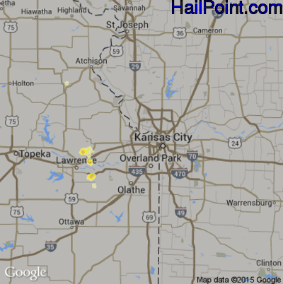 Hail Map for Kansas City, KS Region on July 8, 2012