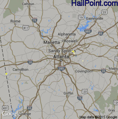 Hail Map for Atlanta, GA Region on July 10, 2012