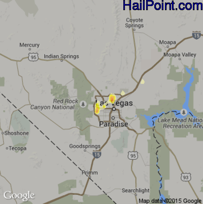 Hail Map for Las Vegas, NV Region on July 16, 2012