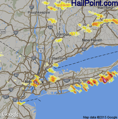 Hail Map for Stamford, CT Region on July 18, 2012