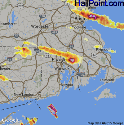 Hail Map for Providence, RI Region on July 18, 2012