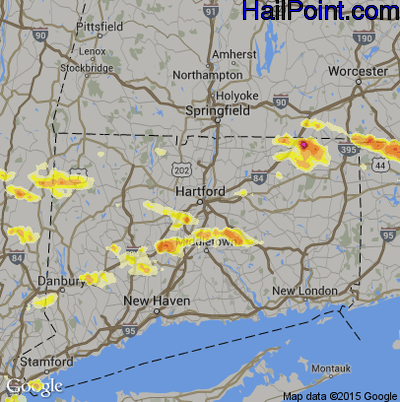 Hail Map for Hartford, CT Region on July 18, 2012