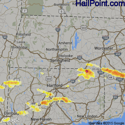 Hail Map for Springfield, MA Region on July 18, 2012