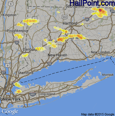 Hail Map for New Haven, CT Region on July 18, 2012 