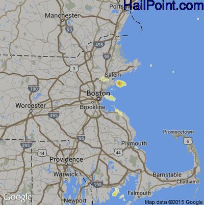 Hail Map for Boston, MA Region on July 24, 2012 