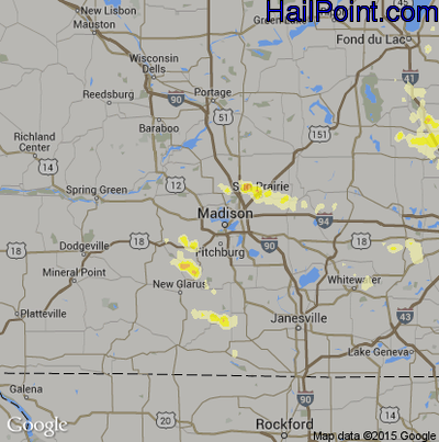 Hail Map for Madison, WI Region on July 31, 2012 