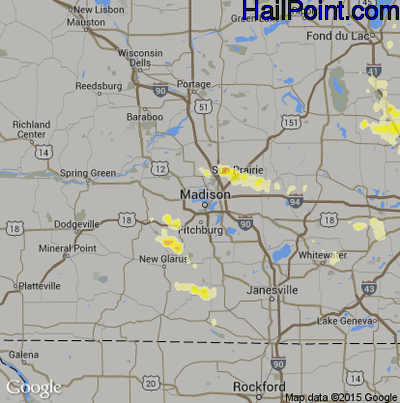 Hail Map for Madison, WI Region on July 31, 2012